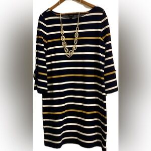 Ann Taylor Factory dress. Navy/gold/white. Size L